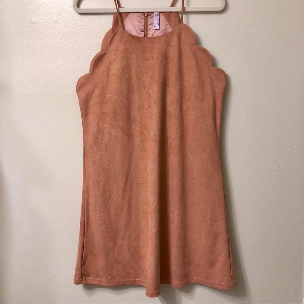 Scalloped Suede Dress